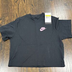 Nike Black Tee with Pink Swoosh